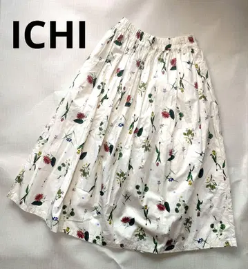 [ 새상품급 ] ICHI 이치 보태니컬 무늬 롱 플레어 스커트 프리