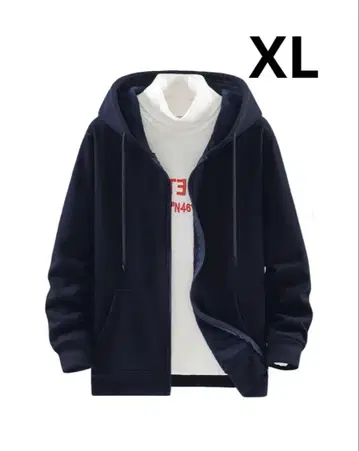 가을/겨울에 최적 긴팔 후드티 집업 무지 넉넉한 속기모 네이비 XL