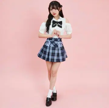 Secret Honey 시크릿허니 체크 플리츠 치마바지 블루