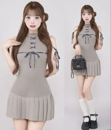 Darich 다리치 도킹 레이스업 미니 원피스 Free GRY