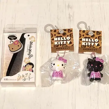 산리오 일광화상 키티 마스코트 키링 앞머리 캡슐 빗 3점