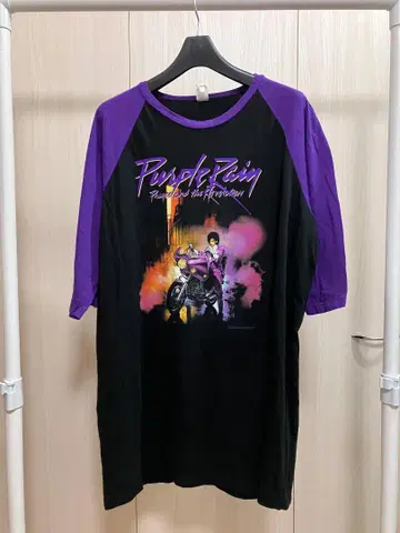 Prince 퍼플 레인 5부 소매 래글런 티셔츠 XXL USA 제작