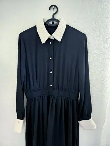 Zara 트위드 옷깃 소매 블랙 화이트 롱 원피스