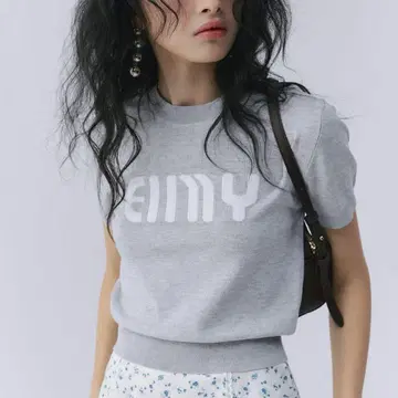 eimy istoire EIMY 로고 하프 슬리브 니트