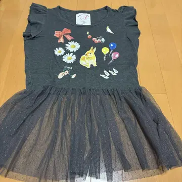 merry jenny 토끼 튤 T셔츠 흑먹색