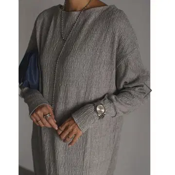 Cotton Boat-neck Long One-piece