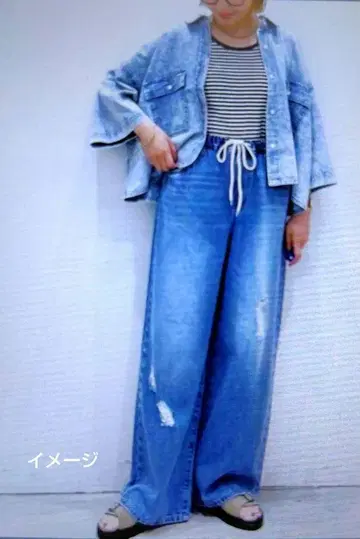 렙심 라이트 블루 데님 오버사이즈 셔츠 숏 기장
