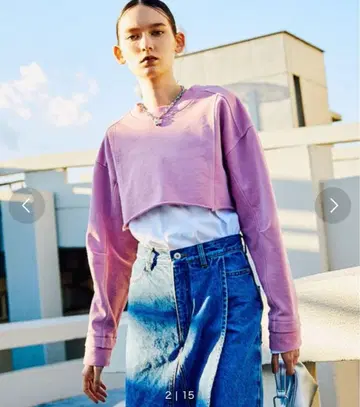 핑크 크롭 맨투맨