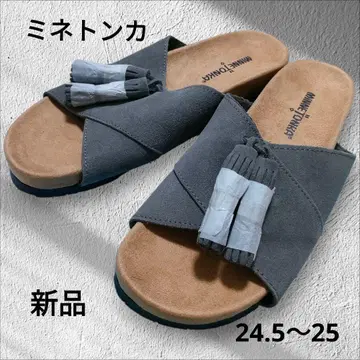 MINNETONKA 프린지 샌들 그레이 8 24.5~25