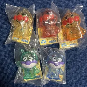 새상품 호빵맨, 바이킨맨 바스락 클리어 키링 5점