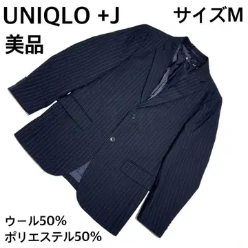 새상품급 유니클로 +J 울 혼방 테일러드 자켓 M 사이즈 스트라이프