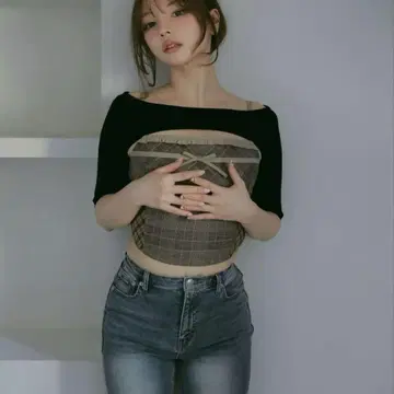 andmary Rimma check set tops