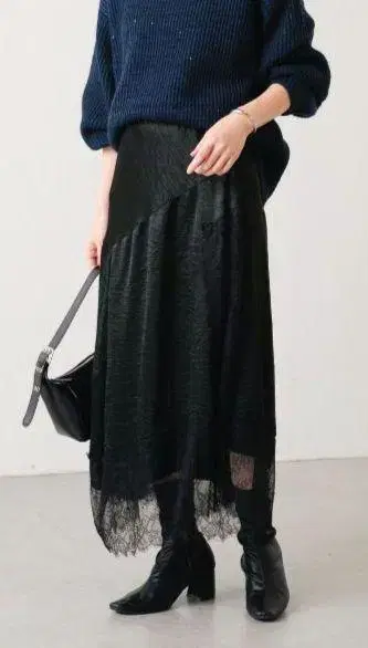 콜라주 개럴개런트 새틴 레이스 스커트