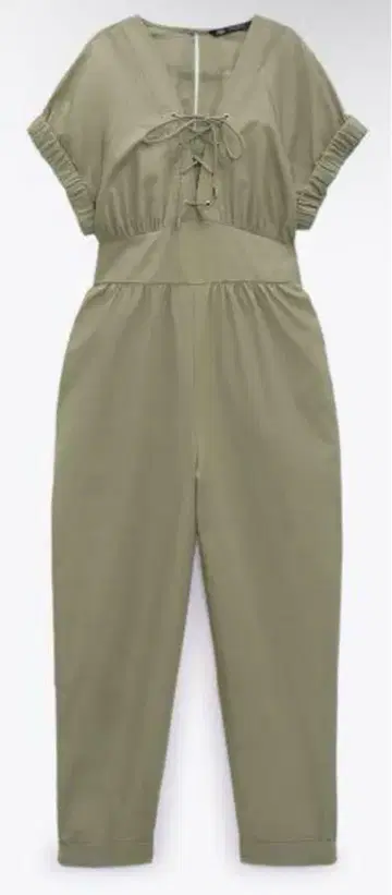 ZARA 레이스업 포플린 점프 수트