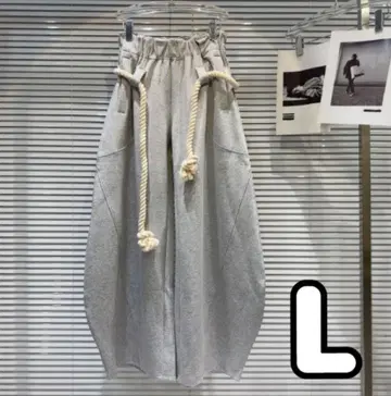 [ L ] Y2K 와이드 실루엣 디자인 스웨트 팬츠 로프 벨트 그런지