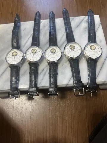 수동 와인딩 시계 5개 세트 화이트 다이얼