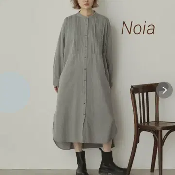Noia 핀턱 긴팔 데님 원피스