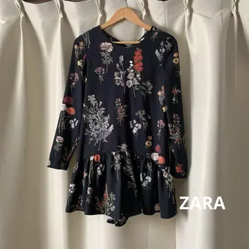 ZARA 꽃무늬 리본 포함 긴팔 올인원