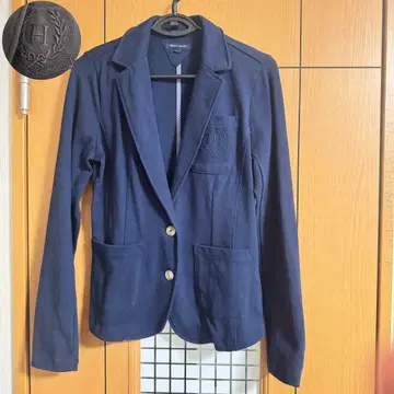 타미힐피거 S 사이즈 네이비 자켓 H 로고 자수 캐주얼