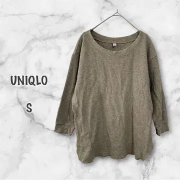 UNIQLO 와플 크루넥 7부 소매 티셔츠 (S) 상의 캐주얼