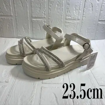 플랫 샌들 통굽 앵클 스트랩 샌들 23.5cm 화이트 여성용