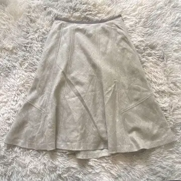폴 스튜어트 무릎 기장 플레어 스커트 XL 베이지 무지