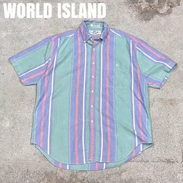 *7651 WORLD ISLAND 굵은 스트라이프 반팔 셔츠 스트라이프