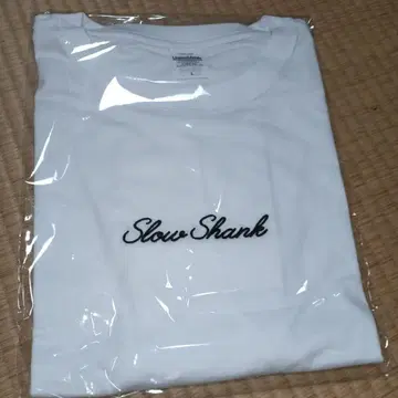 SLOW SHANK T셔츠/L 사이즈 화이트 컬러 x 블랙 컬러 문자