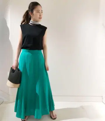 allureville 알아바일 마 혼방 도비 머메이드 스커트 그린