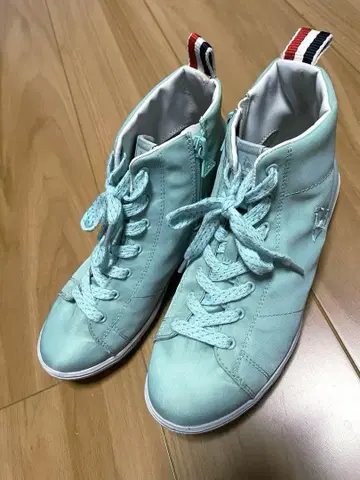 르꼬끄 스포르티브 여성용 하이컷 스니커즈 민트 그린 24cm