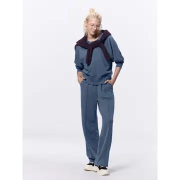 GU 워시드 맨투맨 풀오버 하프 지퍼 후드티 풀온 팬츠