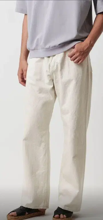 UNITED ARROWS 아이보리 배기 데님 팬츠 S 미사용품