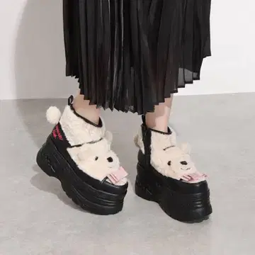 요스케 통굽 스니커즈 여성용 애니멀 모티브 보아 부츠 9.5cm