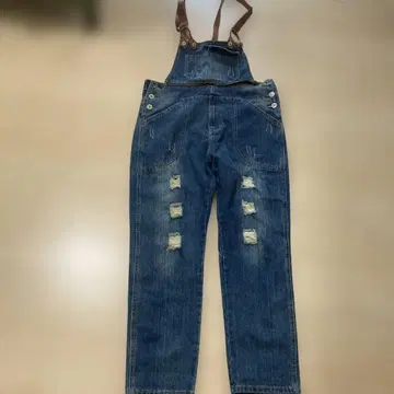 데님 블루 데미지 가공 오버롤 XXL