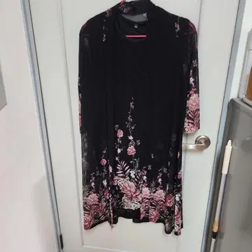 꽃무늬 롱 가디건 슬리브리스 드레스 6XL