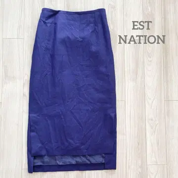 ESTNATION 린넨 타이트 스커트 블루