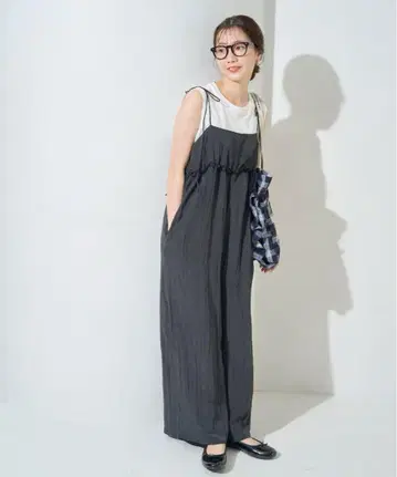FREAK'S STORE 와셔 가공 프릴 볼륨 멜빵바지