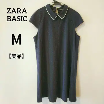 ZARA 자라 네이비 폴로 칼라 반팔 미니 원피스 M 도트 옷깃 A라인