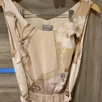 베린다 스카프 패턴 롱 원피스 핑크
