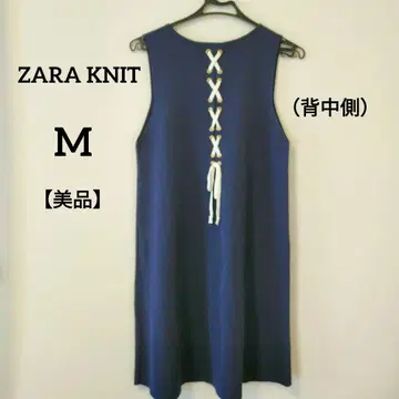 [새상품급] ZARA 자라 슬리브리스 네이비 니트 원피스 레이스업