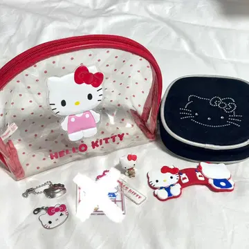 키티 굿즈 묶음 판매 파우치 피규어 키링 케이블홀더