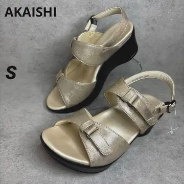 미사용 새상품! AKAISHI 더블 벨트 샌들 AF112 샴페인 S