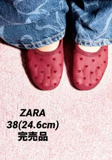 ZARA 자라 하트 무늬 메쉬 발레리나 신발 38 24.6cm