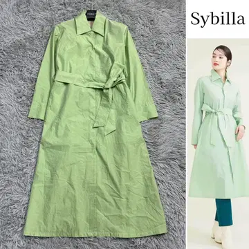 새상품급 23SS 완판 시빌라 페이퍼 터치 스텐카라 코트 아우터 그린