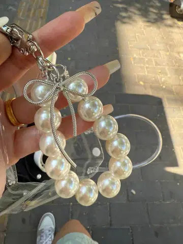 진주풍 비즈 리본 키링