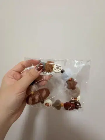 쿠키 모양 비즈 헤어핀