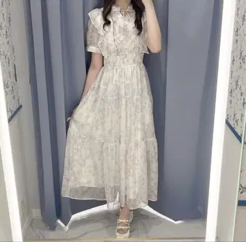 evelyn 꽃무늬 원피스 라메 프릴