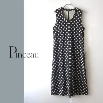 새상품급 Pinceau / 팡소 도트 슬리브리스 롱 원피스