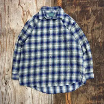 90년대 옴브레 체크 플란넬 셔츠 블루 섀도우 그런지 VINTAGE