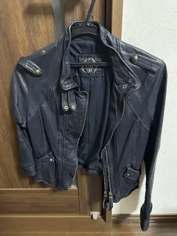 goa 네이비 가죽 자켓